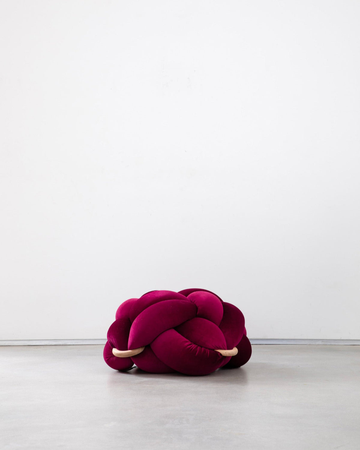 (M) Burgundy Knot Ottoman
