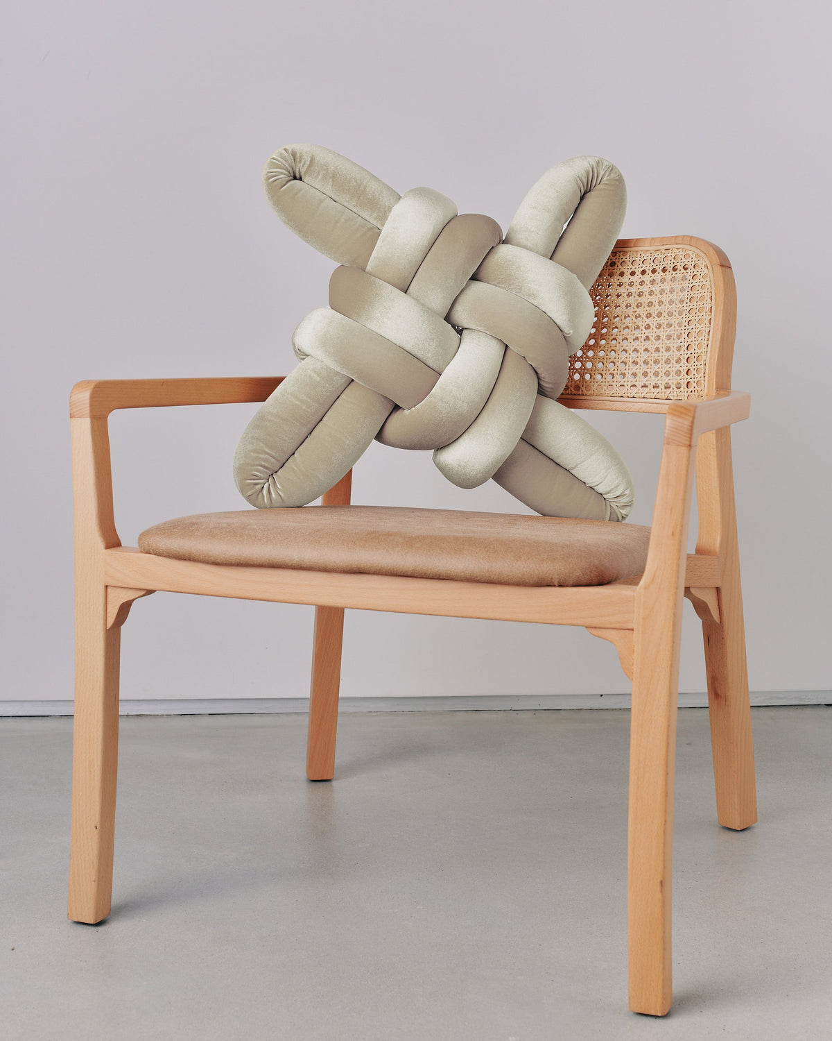 Ivory Velvet Knot Pillow