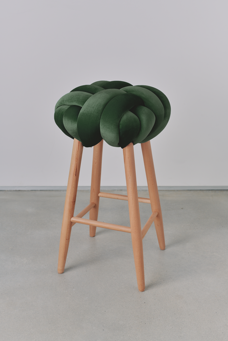 Olive Green Velvet Knot Bar Stool