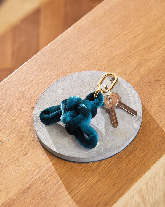 Teal velvet Knot Key Chain