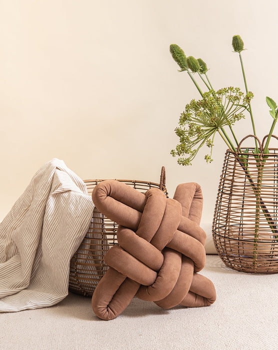 Chocolate Brown Vegan Suede Knot Pillow