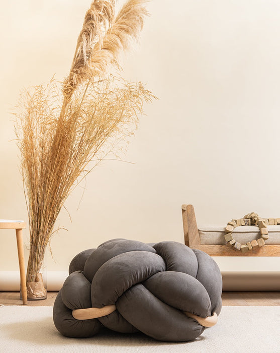 (M) Graphite Vegan Suede Knot Floor Cushion