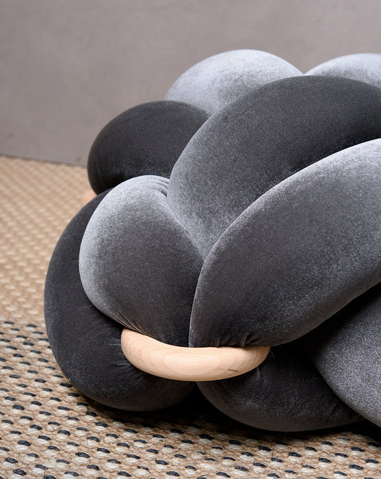 (L) Grey Velvet Knot Floor Cushion