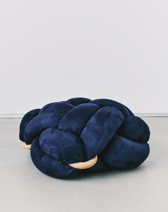 (L) Indigo Blue Vegan Suede Knot Floor Cushion