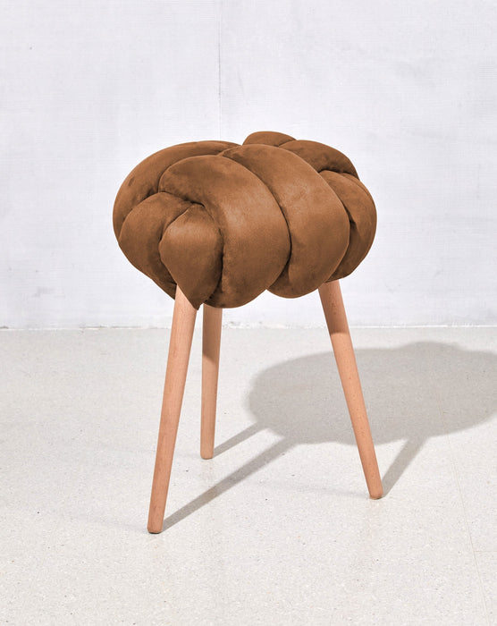 Chocolate Brown Vegan suede Knot Stool