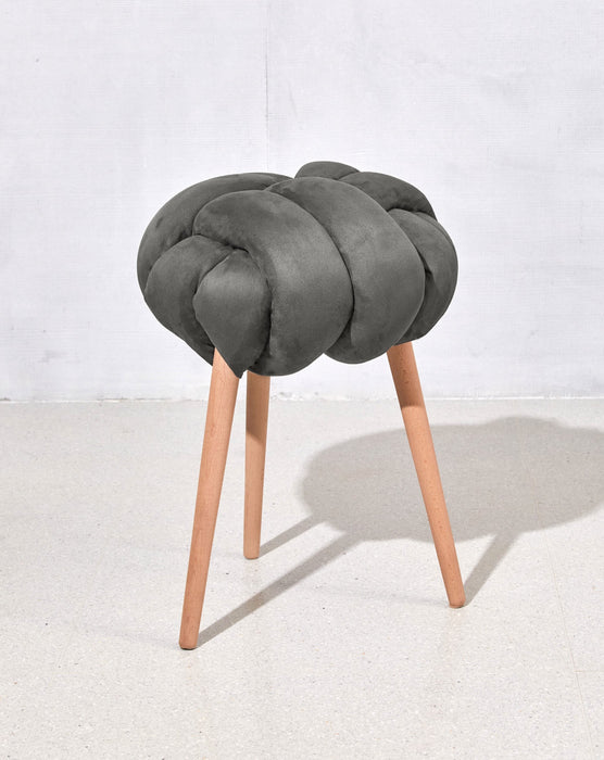 Graphite Vegan Suede Knot Stool