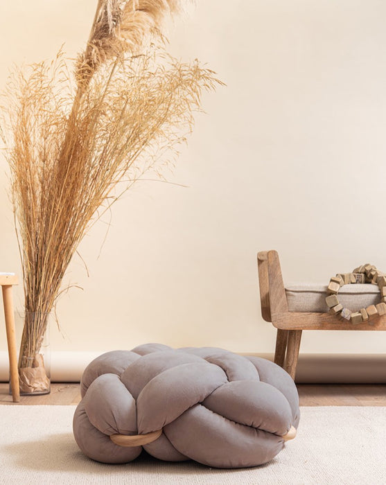 (L) Arora Grey Vegan Suede Knot Floor Cushion