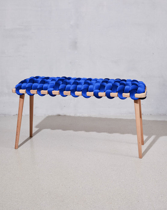 Royal Blue Velvet Woven Bench