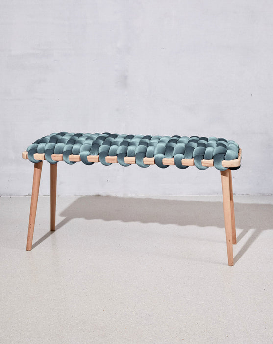 Sage Velvet Woven Bench