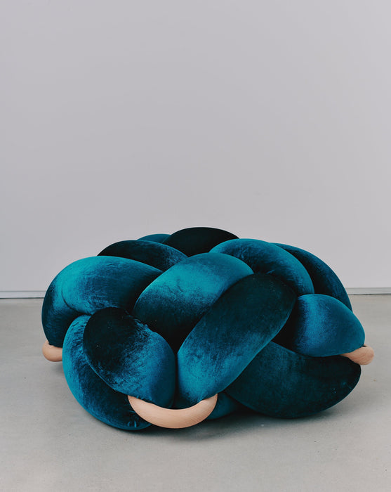 (L) Teal Velvet Knot Floor Cushion