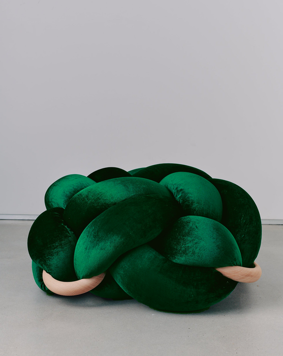 (L) Emerald Green Velvet Knot Floor Cushion