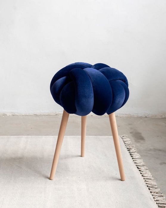 Midnight Blue Velvet Knot Stool