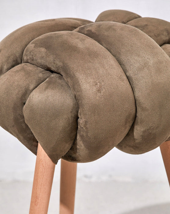 Army green Vegan suede Knot Stool