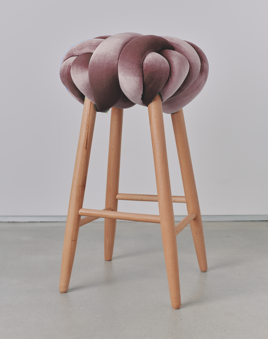 Plum Velvet Knot Bar Stool