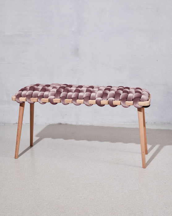 Plum Velvet Woven Bench