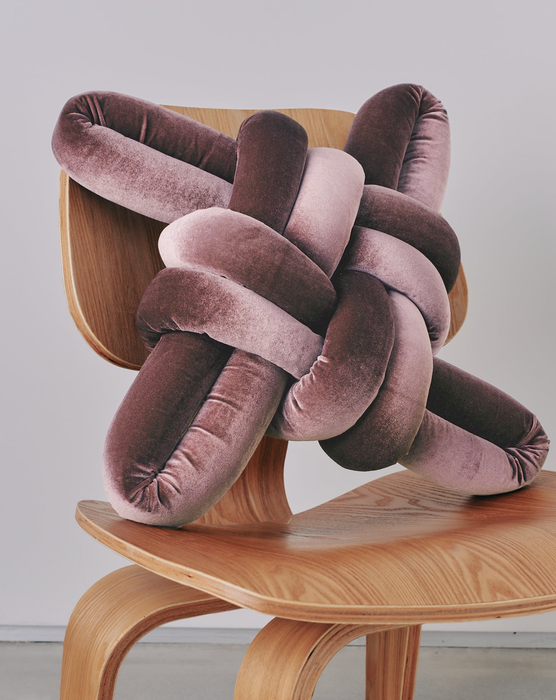 Plum Velvet Knot Pillow