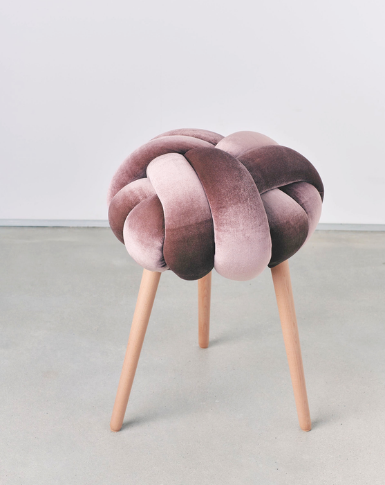 Plum Velvet Knot Stool