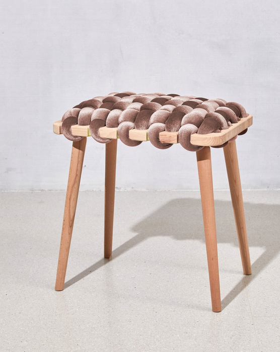 Plum Velvet Woven Stool