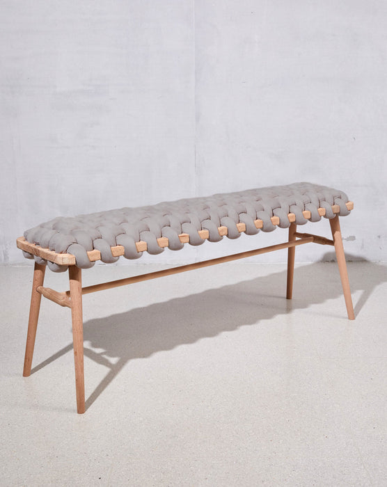 Arora Grey Vegan Suede Woven Bench