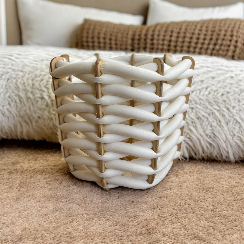 (L) Hull Basket in Stone Ultra suede
