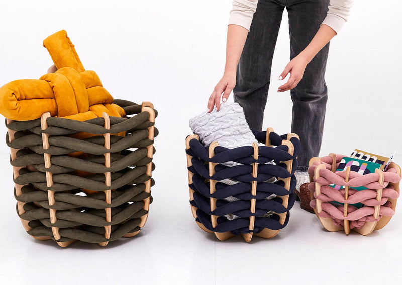(L) Hull Basket in Stone Ultra suede