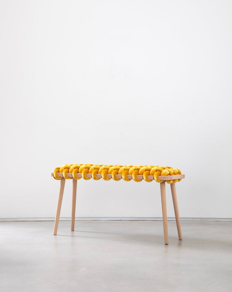 Sunlight Yellow Velvet Woven Bench