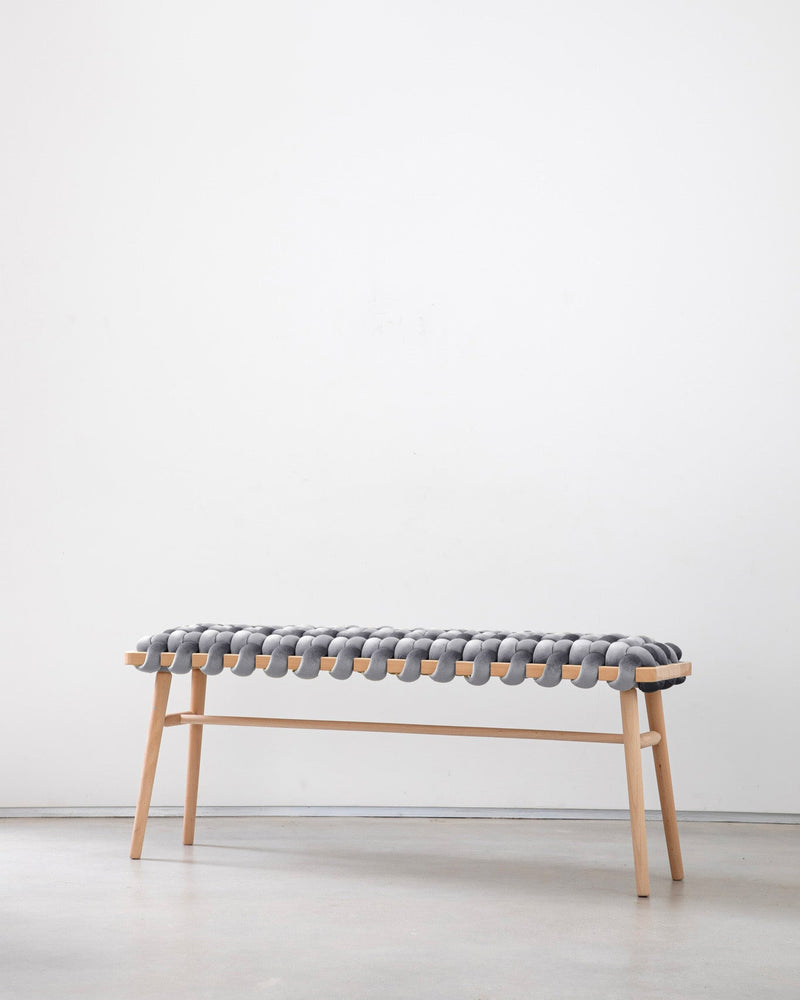Sterling Grey Velvet Woven Bench