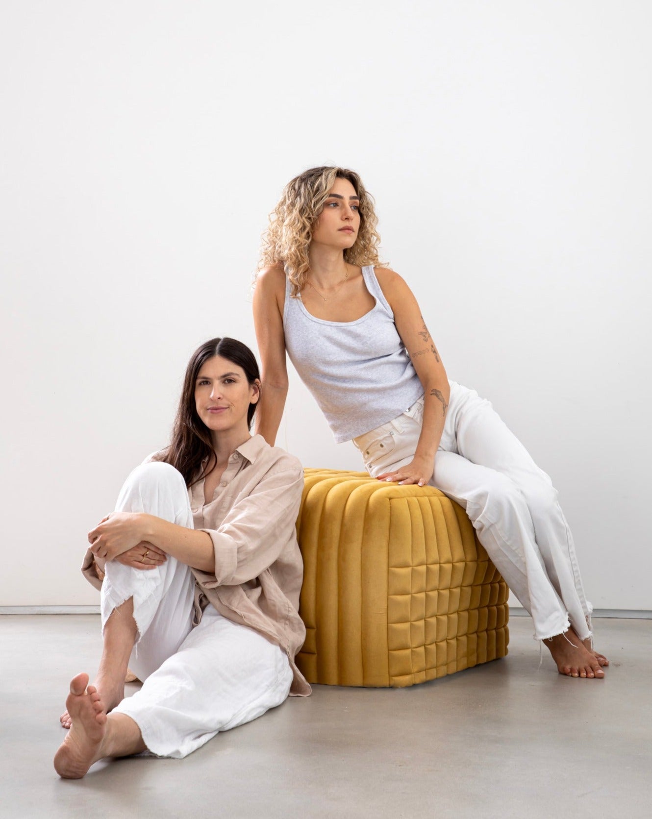 Square Mosaic Ottoman in yellow