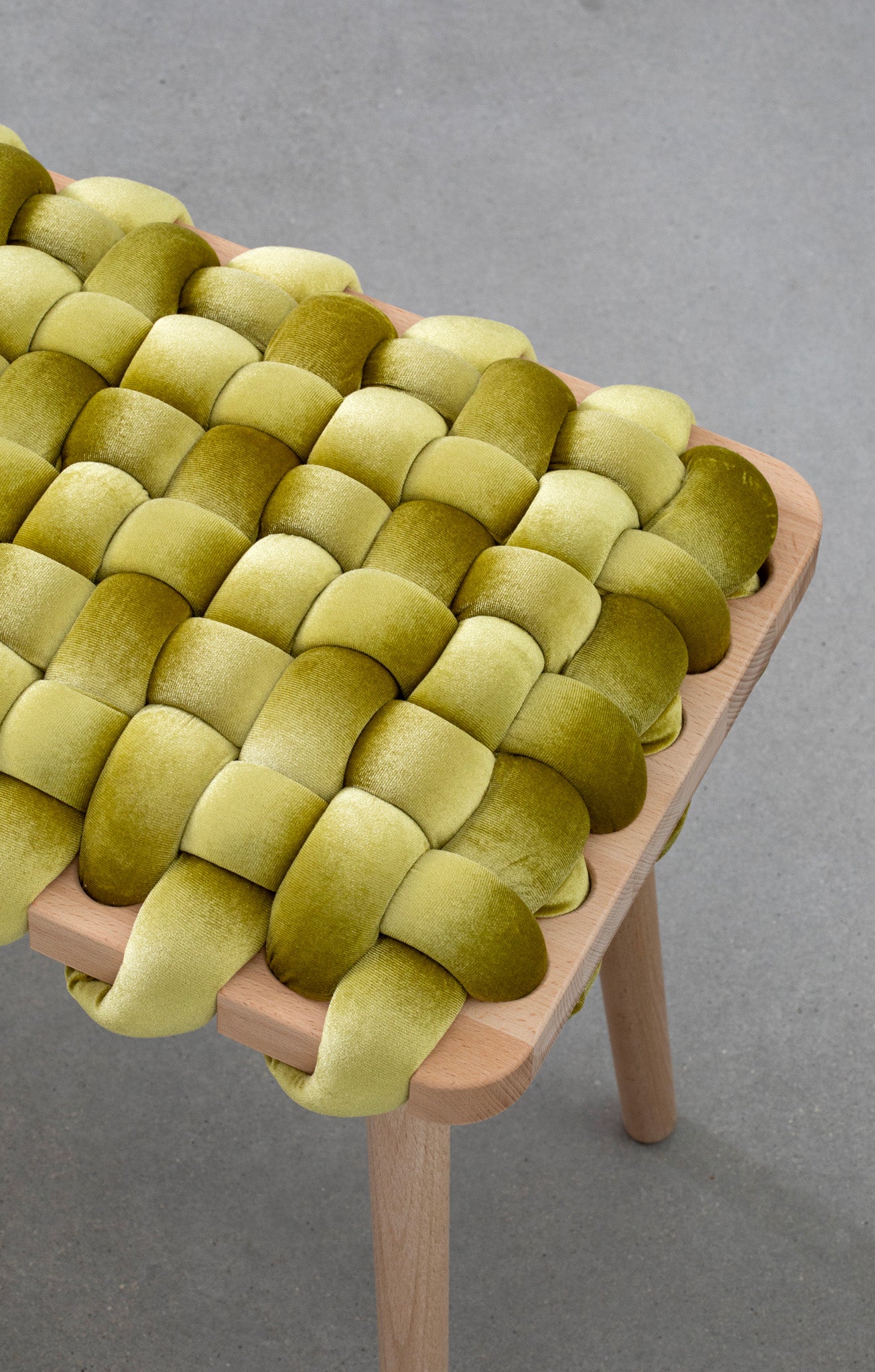 Citron Velvet Woven Stool | Knots Studio