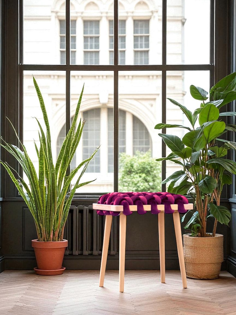 Burgundy Woven Stool
