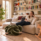 (L) Olive Green Knot Ottoman