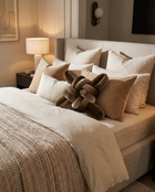 Truffle Velvet Knot Pillow