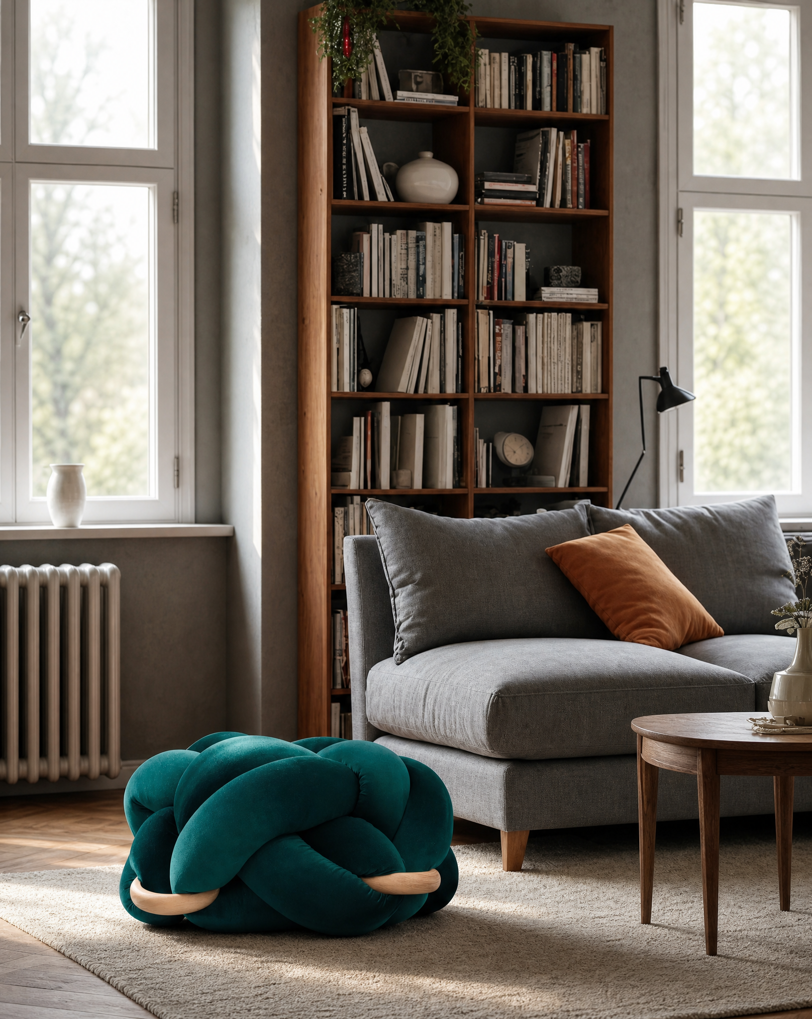 L) Petrol Knot Ottoman | Knots Studio