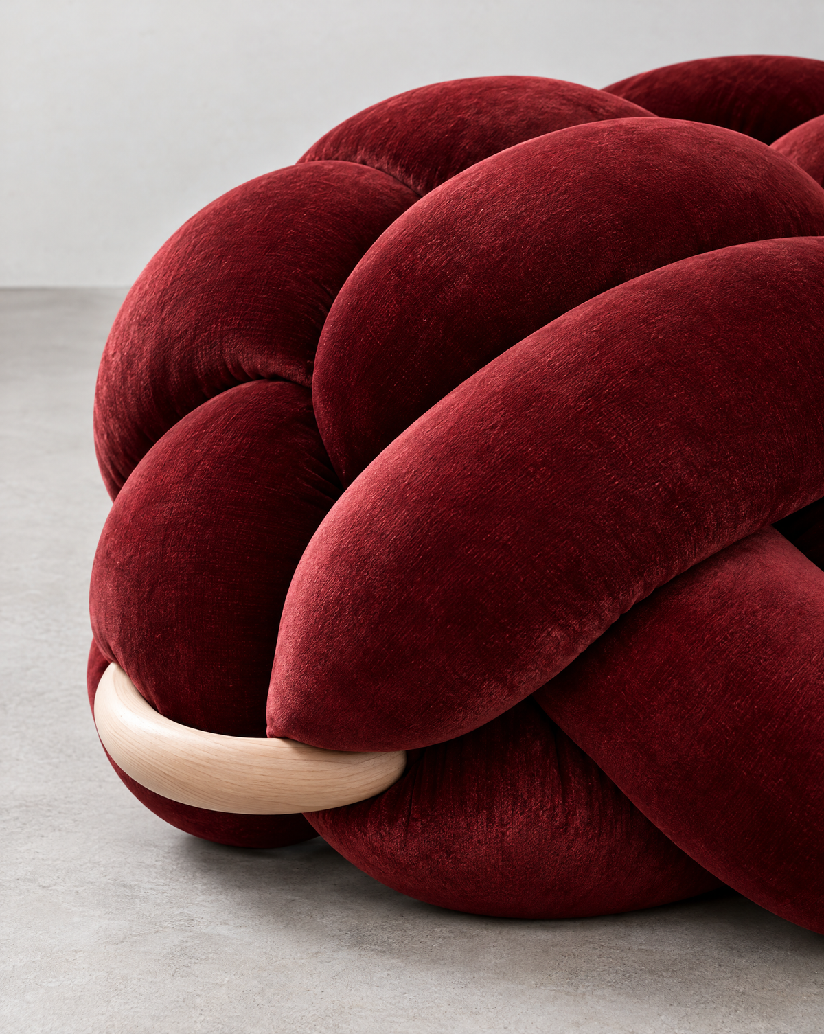 (L) Maroon Velvet Knot Ottoman