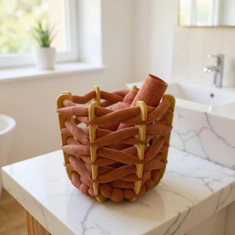 (M) Hull Basket in Red Earth Ultra suede