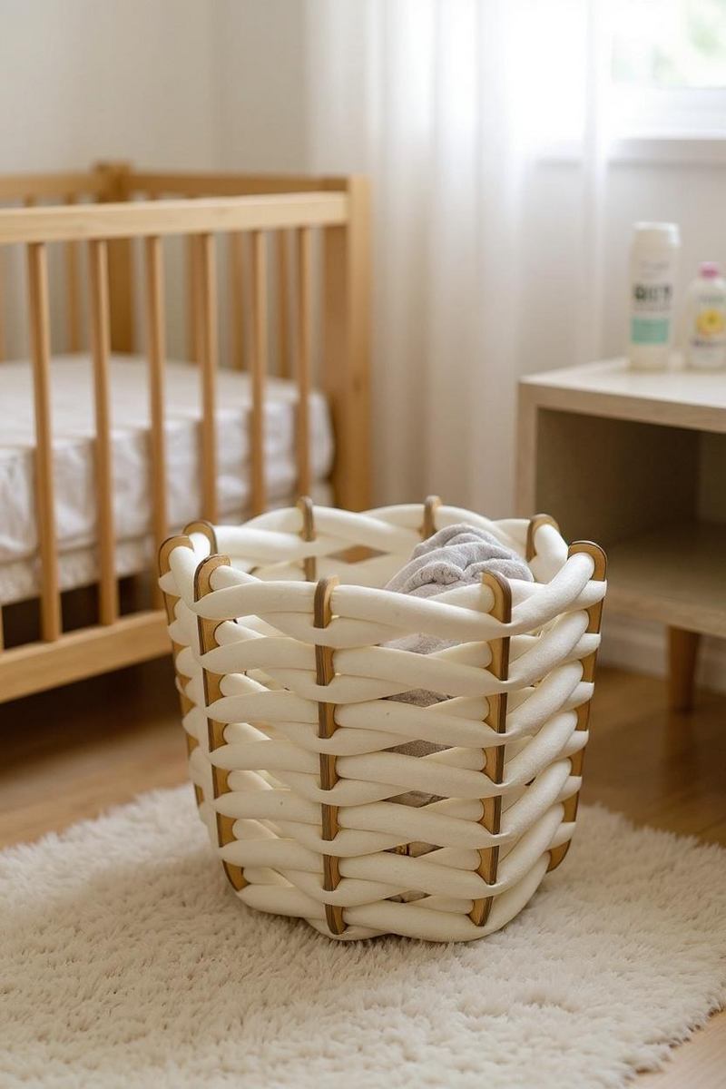 (L) Hull Basket in Stone Ultra suede