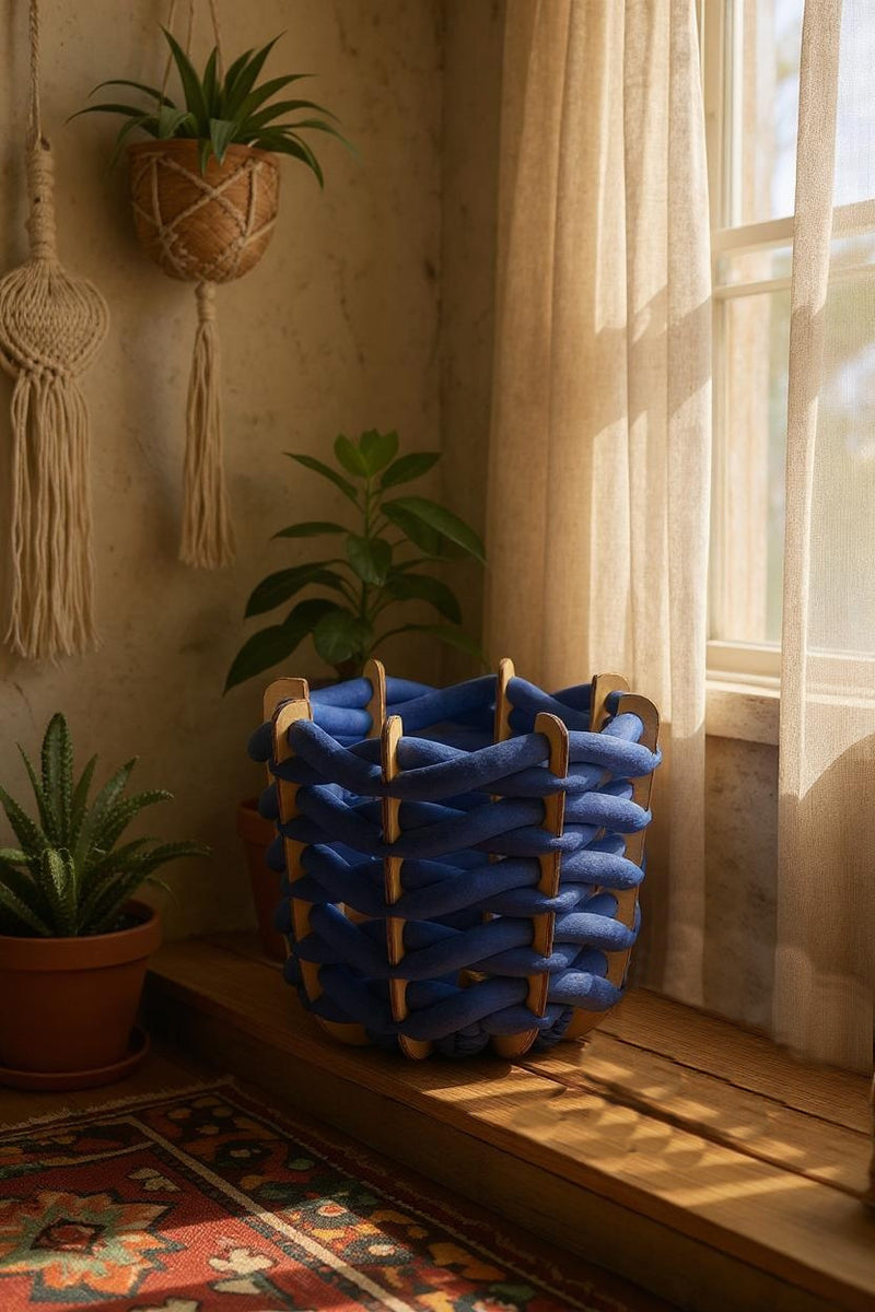 (L) Hull Basket in Cobalt Ultra suede