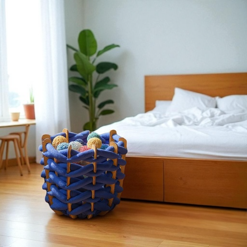 (L) Hull Basket in Cobalt Ultra suede