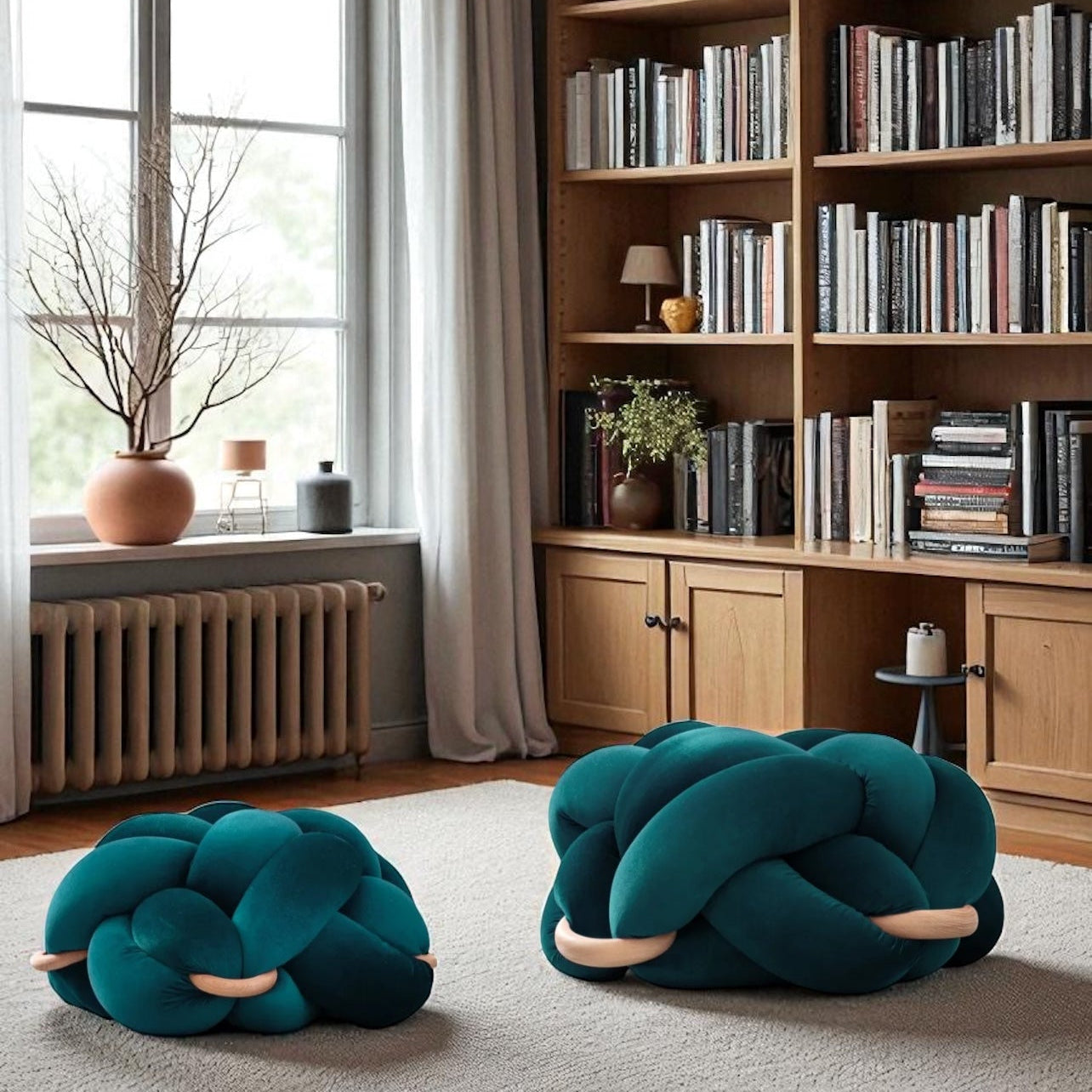 L) Petrol Knot Ottoman | Knots Studio