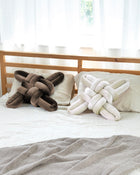 Truffle Velvet Knot Pillow