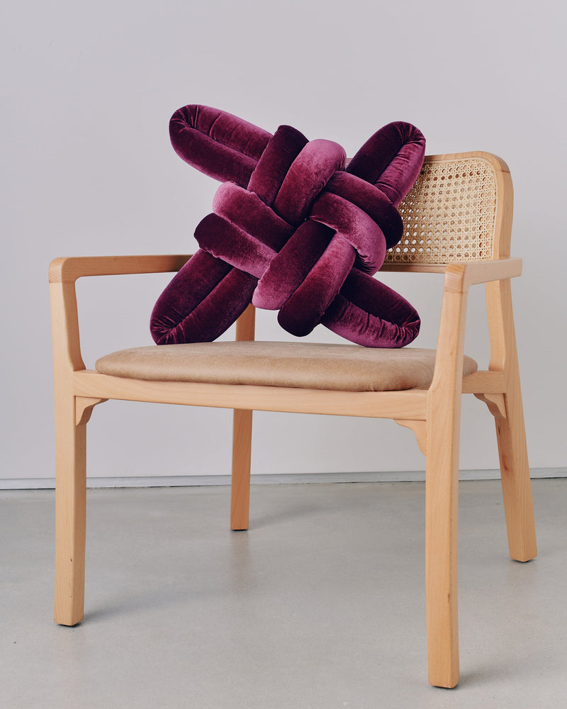 Burgandy Velvet Knot Pillow