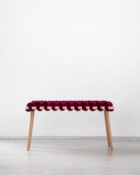 Burgundy Velvet Woven Bench