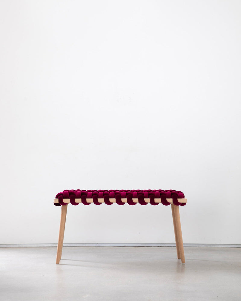 Burgandy Velvet Woven Bench
