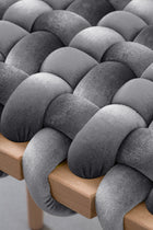 Sterling Grey Velvet Woven Stool