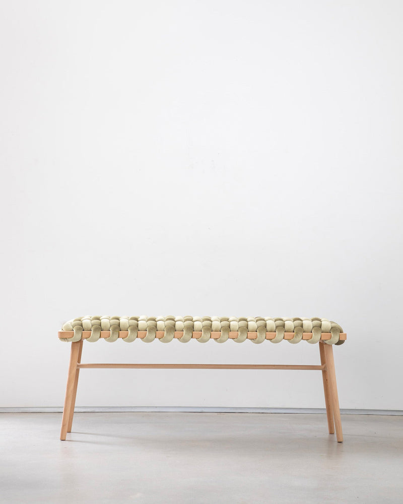 Ivory Velvet Woven Bench