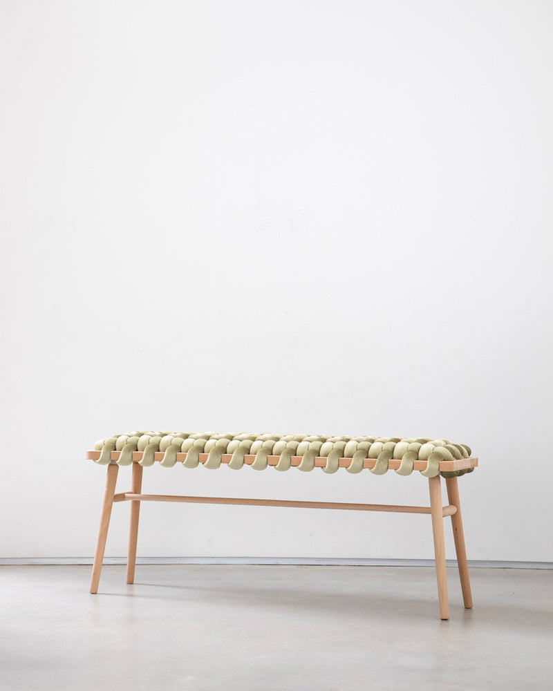 Ivory Velvet Woven Bench