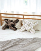 Ivory Velvet Knot Pillow