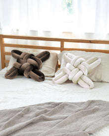Ivory Velvet Knot Pillow
