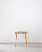 Ivory Velvet Woven Stool