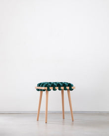 Petrol Velvet Woven Stool
